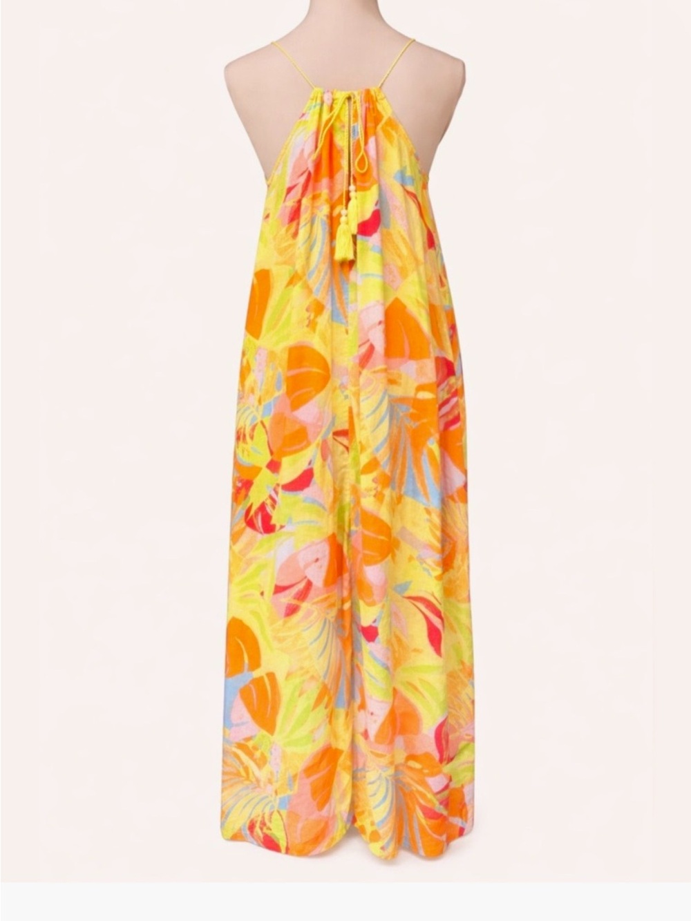 New C&C California linen blend tropical halter dress / swim cover-up - Picture 3 of 7